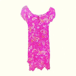 Details Hot Pink Floral Short Sleeved Dress Sz M